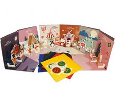 Biglietti di Natale 3D con busta, pop-up, set da 6 biglietti di auguri di Natale, carta di alta qualità, Babbo zenzero, ideale per amici, auguri di Natale (Q)
