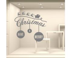 kina NT0326 Vetrofania Natalizia per vetrine Negozi - Decorazioni adesive per Natale 75x60 cm - Argento
