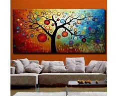 Pittura Ad Olio Dipinto A Mano Su Tela,Paesaggio Astratto Coltello Dipinti,Albero Colorato Della Vita Con Frutti,Di Grandi Dimensioni Art Decor A Parete Per Vivere La Casa Camera Da Letto Office Hotel