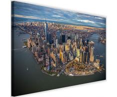 Feeby Stampa su Tela XXL Manhattan Arte Moderno New York City Multicolore 120x80 cm