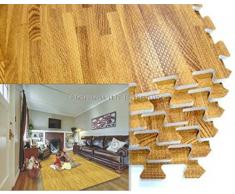 8 x 61 cm, motivo: quadrati che si intersecano confortevole in schiuma EVA piastrelle pavimento, in legno di quercia con finitura in legno, ca. 32 cm