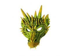 NUOBESTY Maschera da drago per feste, cosplay, costume da animale viso, maschera, drago, fotografia, squisiti per maschera, carnevale, potenza (verde), bambino ragazzi, verde, 30 * 21 * 7 cm