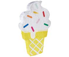 Unique- Pinata Cono Gelato, Cordicella da Tirare, Multicolore, 68182