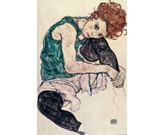 1art1 Egon Schiele Poster XXL La Moglie DellArtista, Donna Seduta, 1917 Stampa Geante 120x80 cm