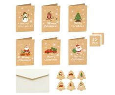 Cartoline di Natale, Regalo Natale Cartoline, 36 Biglietti di Natale con 36 Buste e 36 Adesivi, Set Di Cartoline Di Natale, Auguri Natalizio Carte , Biglietti Auguri Natale, Mini Biglietti di Natale.