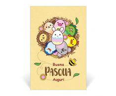 Biglietto Auguri PASQUA classico | idea regalo per la festa | coniglio pasquale uova di pasqua (PASQUA ZOO)