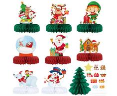 9pz Centrotavola a Nido dApe di Natale Landifor Centrotavola Natalizio Centrotavola a Nido dape Creativo Natale DIY Albero di Natale Babbo Natale Alce Pupazzo di Neve-per Decorazione Natale