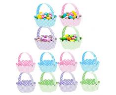 12 Pezzi Cestino Di Pasquale, Cestino Di Pasqua Con Manico, Scatole Per Il Trattamento Di Pasqua Felici, Colorato Cesto Di Piattaforma, Per Le Uova a Caccia Di Uova Attività Caramella Per I Biscotti