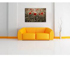 fiori tulipano rosso in campo dipinti su tela, Immagini XXL completamente incorniciati con telai di grandi dimensioni cuneo. Stampa artistica su quadro a parete con cornice. Più economico di pittura o di un dipinto a olio, non