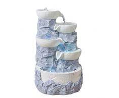 Fontana interna cascata a 4 livelli vaso effetto pietra naturale luce LED colorata, decorazione interna Zen e riposante, fontana da tavola, idea regalo eccezionale, H 31 cm Ganda ZenLight, SCFR22-F6