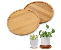 Zocipro 2Pcs Sottovaso in Bambù, 15.5cm Sottovasi per Piante di Bambù Sottovaso Rotondo, Vassoio Raccogligocce per Fiori per Interni ed Esterni