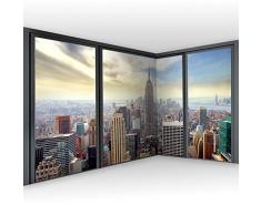 murando Carta da parati dAngolo New York 550x250 cm Fotomurali in TNT Murale alla moda Decorazione da Muro XXL Poster Gigante Design Carta per pareti Citta City Panorama Finestra NYC c-A-0046-a-a