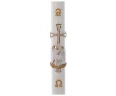 Holyart Cero Pasquale Rinforzo Agnello Croce Argento Cera Bianca 8x120 cm