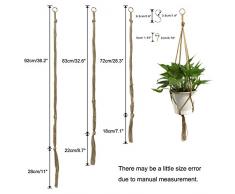 KissDate - Confezione da 5 portavasi da appendere in corda di iuta, a 4 bracci, per vasi di fiori e piante, decorazioni per interni ed esterni,1 pezzo da 120 cm, 2 pezzi da 105 cm, 2 pezzi da 90 cm