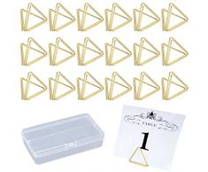 ZOCONE 50 PCS Mini Segnaposto Metallo Mini Segnaposto Matrimonio della Supporto Porta Numero da Tavolo Segnaposto Clip Forma di Triangolo Segna Posto Tavolo per Matrimonio Compleanno Festa(Oro)