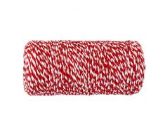 DSYJ Cordino, nastro, spago, corda in cotone per incartare i regali, lunghezza 100 m, colore rosso