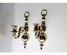 Artissimo - 2 portacandele da parete in ottone massiccio dorato