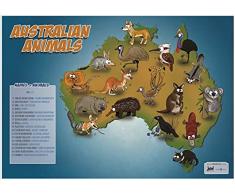 Austarlian animals map b2036 A3 Poster - Carta fotografica spessa lucida (16.5/11.7 inch)(42/30 cm) - Della Decorazione parete di film Arte Attore Attrice Regalo Anime Auto Cinema Decorazione della