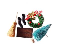 LICHENGTAI Accessori Casa delle Bambole in Miniatura, Giocattoli da Gioco in Miniatura Natalizi Desktop Ghirlande di Natale Forniture Darte di Natale, Decorazione per 1 : 12 Casa delle Bambole