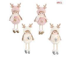 Mayoaoa - Set da 4 pezzi di peluche angelo di Natale, bambola giocattolo da appendere all’albero di Natale, ornamenti creativi, decorazione