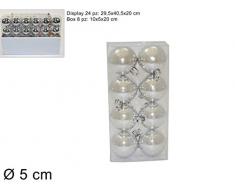 SET 8 PALLE PALLINE LUCIDE DI NATALE DIAM. 5 CM COL. ARGENTO DECORO ALBERO