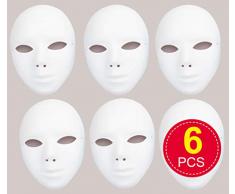 Baker Ross Maschere in plastica bianca per bambini da dipingere e decorare, Otime per Carnevale (confezione da 6)