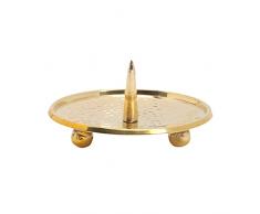 NKlaus Piastra per candele Ø8cm con bordo a spillo e piedini in ottone dorato Portacandele a colonna 10553