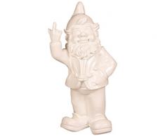Statuetta nano da giardino con dito medio alzato – per interni e giardini – bianco – 15 x 12 x 32 cm