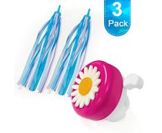 Vockvic Bici Manubrio Streamers 2pcs + Campanelli per Biciclette 1pc, Stelle Filanti Manubrio Bicicletta Streamers, Nastro Nappe per Bambini Scooter Ciclismo Accessori