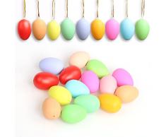 Gxhong Uova di Pasqua, 25 Uova di Pasqua di Plastica, Artificiale Uovo, Uova di polistirolo, Uova di Decorazioni con La Corda, Uova di Giocattolo di Plastica per Pittura e Incolla