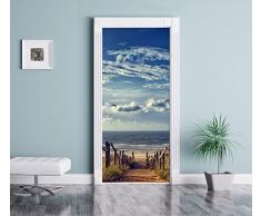 Strada per la spiaggia in riva al mare come Murale, Formato: 200x90cm, telaio della porta, adesivi porta, porta decorazione, autoadesivi del portello