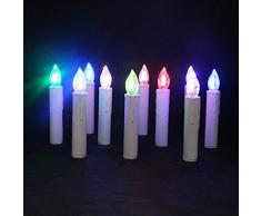 EuroFone Candele a Forma di Albero di Natale LED con Clip Removibili e Rimovibili a Forma di Candela Senza Fiamma. (Bianco Avorio, Multicolore-18)