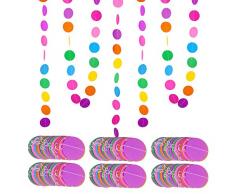 MEJOSER 4m * 6 Pezzi Striscione Carta Decorazione Colorato Appesso Festoni Ghirlanda da Appendere Compleanno Festa Carnevale