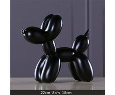 qianyue Resina Astratta Palloncino Cane Scultura Figurine mestiere Domestico Tavolo Decorazione Geometria Resina Fauna Selvatica Cane Figurine mestiere (Nero)