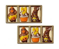Weibler Confiserie 6 Figure di Pasqua in Cioccolato al Latte: 2 x Pulcino, 2 x Cestino con Uova e 2 x Coniglio - (60 Grammi)