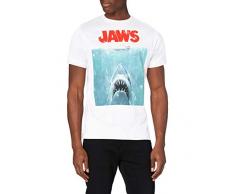 Jaws Poster di Film T-Camicia, Bianco (Bianco Bianco), M Uomo