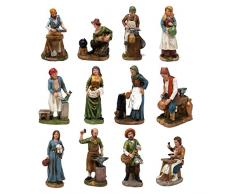 ROSSI ROSA Pastori in Resina 20 cm per Presepe 12 Personaggi Diversi