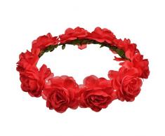 Coroncina Di Fiori Per Capelli, Fiore Ghirlanda Fascia, Corona Di Fiori Matrimonio Coroncina Sposa, Corona Di Fiori Da Donna Per Feste Matrimoni Spiagge Viaggi (rosso)