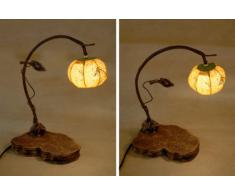 Lampada a Sfera In Carta Di Riso o Gelso Lavorata a Mano Gialla Rotonda o Circolare Con Motivo Uccelli e Ramo Arte Deco Arte Nouveau o Lanterna Marrone Lampada Da Tavolo In Stile Orientale Per Camera Da Letto
