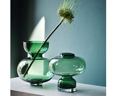 Vaso In Vetro Per Fiori, 2 Pezzi Vaso Artistico Verde Vaso Moderno a Collo Stretto Per La Decorazione Della Tavola, Centrotavola Matrimonio Per Rosa, Ortensia, Narciso, Fiori Artificiali a Gambo Lungo