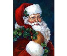 Yeerum Christmas Fai da Te Pittura Diamante 5D Santa Claus Kit, Babbo Natale Ricamo Pittura Pittura Diamond Painting Kit Completo Punto Croce Cristallo Strass Artigianato Decorazione 30x40 cm