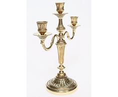 Candelabro a 3 fiamme, in ottone dorato, 36 cm, stile antico, a più braccia, stile barocco giovanile, decorazione da tavolo stile 202