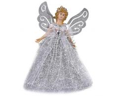 Angelo Dellalbero di Natale, Angelo per Puntale per Albero, Puntale per Albero di Angelo di Natale, Bambola con Ala di Angelo di Natale da Appendere Ciondoli per Albero di Natale