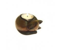 Jones Home and Gift Gatto raggomitolato - portacandele in Legno, Multicolore