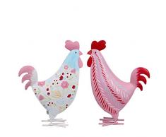 Valery Madelyn Set di 2 Decorazione di Pasqua in Metallo 24cm Figurina e Statuetta di Pasquali Decorazione di Gallo Primaverile per Pasqua Casa Giardino