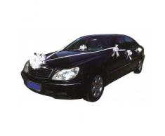 Kit di decorazione di automobile matrimonio bianco, 6 nodi, 1 grande nodo e 10 metri di tulle,