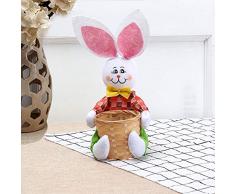 PerGrate - Cesto di bambù Fatto a Mano per bricolage, Pasqua, con Coniglio per riporre Caramelle Verde
