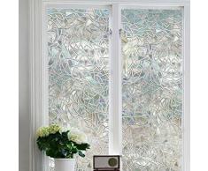 EASEHOME Pellicola per Finestra Adesivo per Vetro Pellicole per Vetri Autoadesive Vetrofanie Opaca Decorativa Pellicola Smerigliata per Finestre Anti-UV 17.7"x78.7"(45x200cm), 3D Geometria