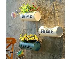 Subobo, fioriera da appendere, 2 pezzi, creativa, in ferro battuto, da appendere al muro o al balcone, decorazione da giardino, metallo, 2 Random Color, 29 x 13cm
