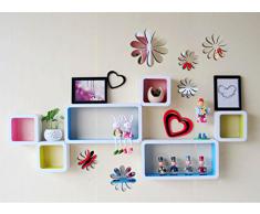ufengke® 12 Pezzi 3D Fiori Adesivi Murali Fashion Design DIY Fiori Arte Adesivi da Parete Artigianato Decorazione Domestica, Effetto Specchio